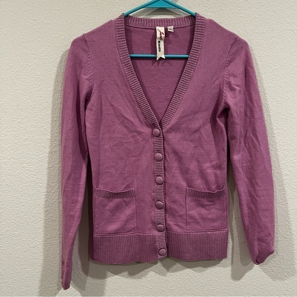 Jack: BB Dakota purple with sparkle accent button front cardigan size xsmall - Picture 1 of 8